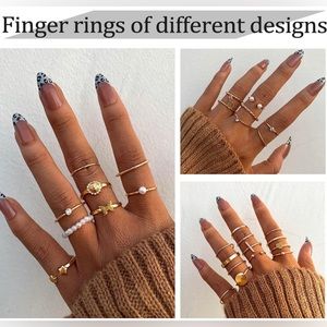 DA Edary Boho Knuckle Rings Set Gold Cross Stackable Finger Rings Midi Joint Knuckle Ring Jewelry For Women And Girls (8Pcs - Foto 6